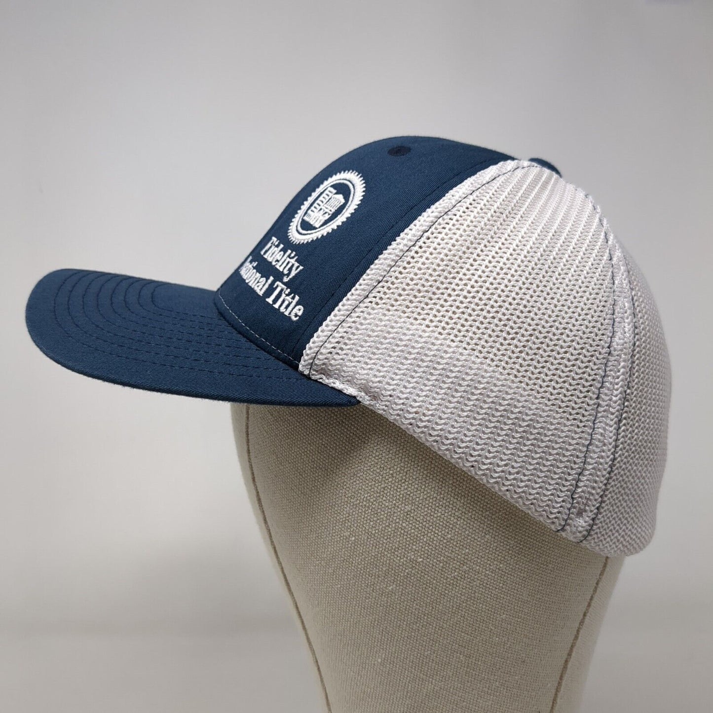 Fidelity National Title Fitted Trucker Hat Blue S/M Flexfit Mesh Back Richardson