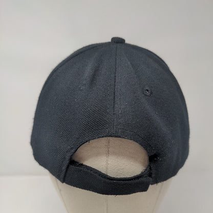 Unbranded Strapback Hat Black One Size Adjustable Vented Holes 6 Panel Blank