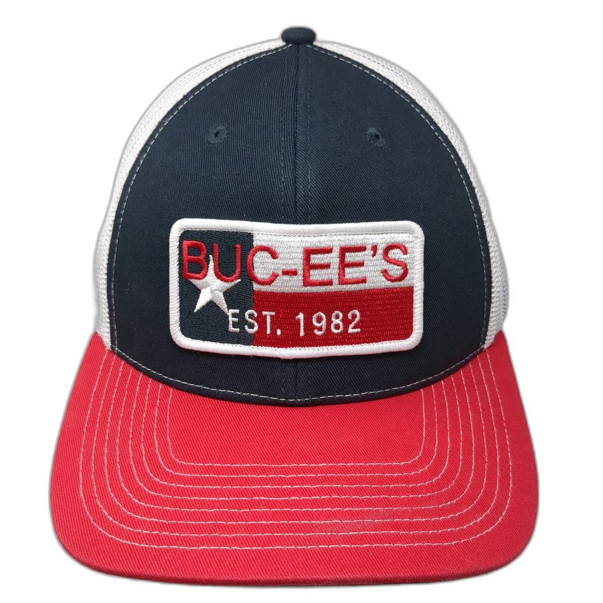 Buc-ee's Trucker Hat Blue Red White One Size Mesh Snapback Texas Beaver Patch