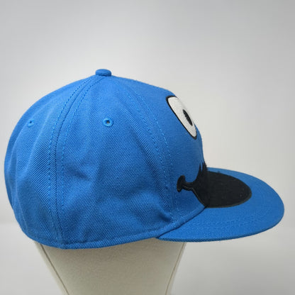 Sesame Street Baseball Cap Blue XL Fitted Cookie Monster Face Pattern Brim Hat