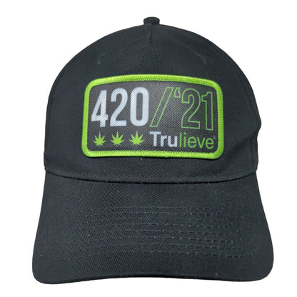 420/21 Trulieve Strapback Hat Black One Size Adjustable Port & Company