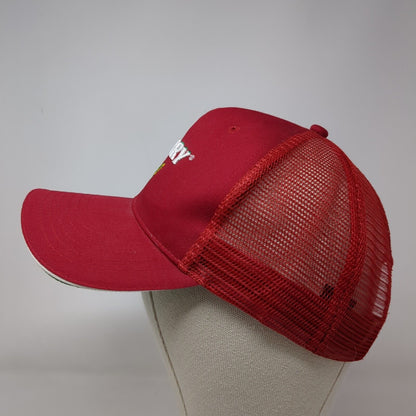 Curry Strapback Trucker Hat Red OSFA Adjustable Embroidered Mesh Back K-Products