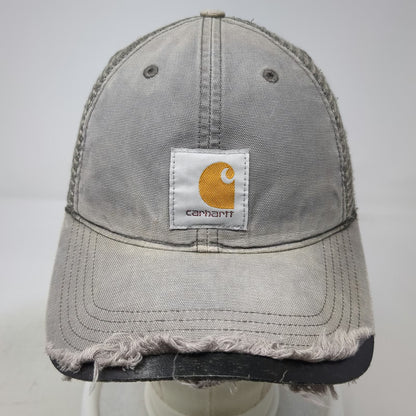 Carhartt Trucker Hat Gray One Size Mesh Back Canvas Patch Snapback Workwear Logo