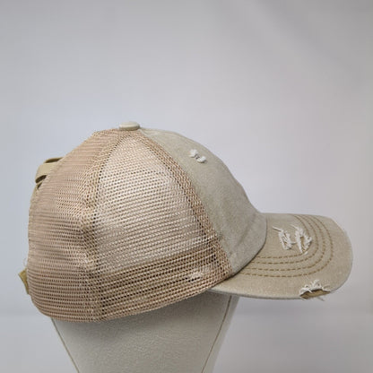 C.C Ponyback Strapback Trucker Hat Tan One Size Adjustable Blank Distressed