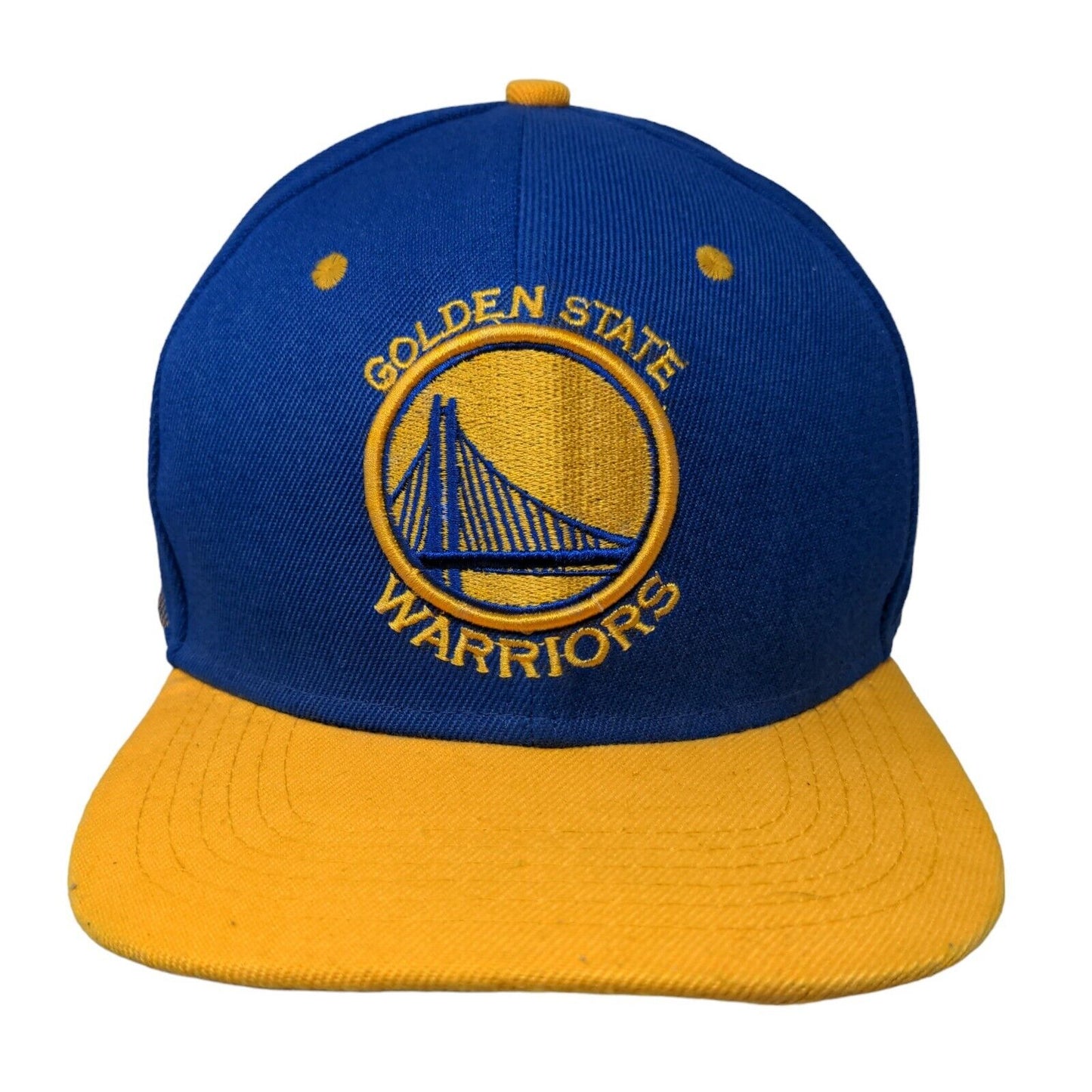 Mitchell & Ness Men's Snapback Hat Blue Yellow Embroidered Golden State Warriors