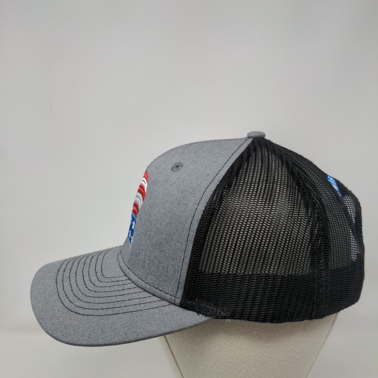 American Flag Lewis Corporation Snapback Trucker Hat Gray OSFA Patriotic MAX