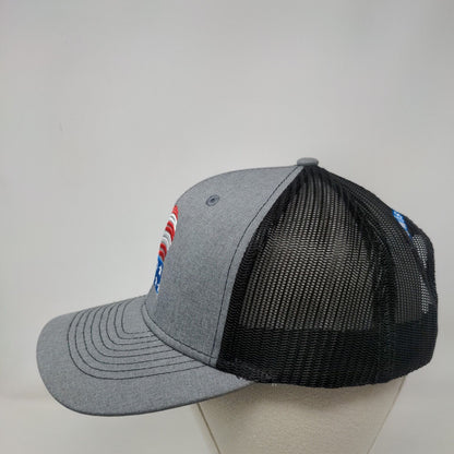 American Flag Lewis Corporation Snapback Trucker Hat Gray OSFA Patriotic MAX