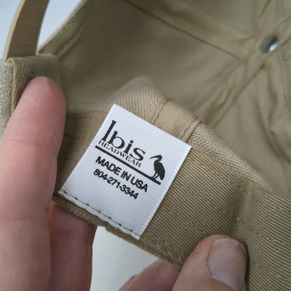 Ibis Headwear Snapback Hat Beige Green One Size Made in USA Two Tone LD Logo