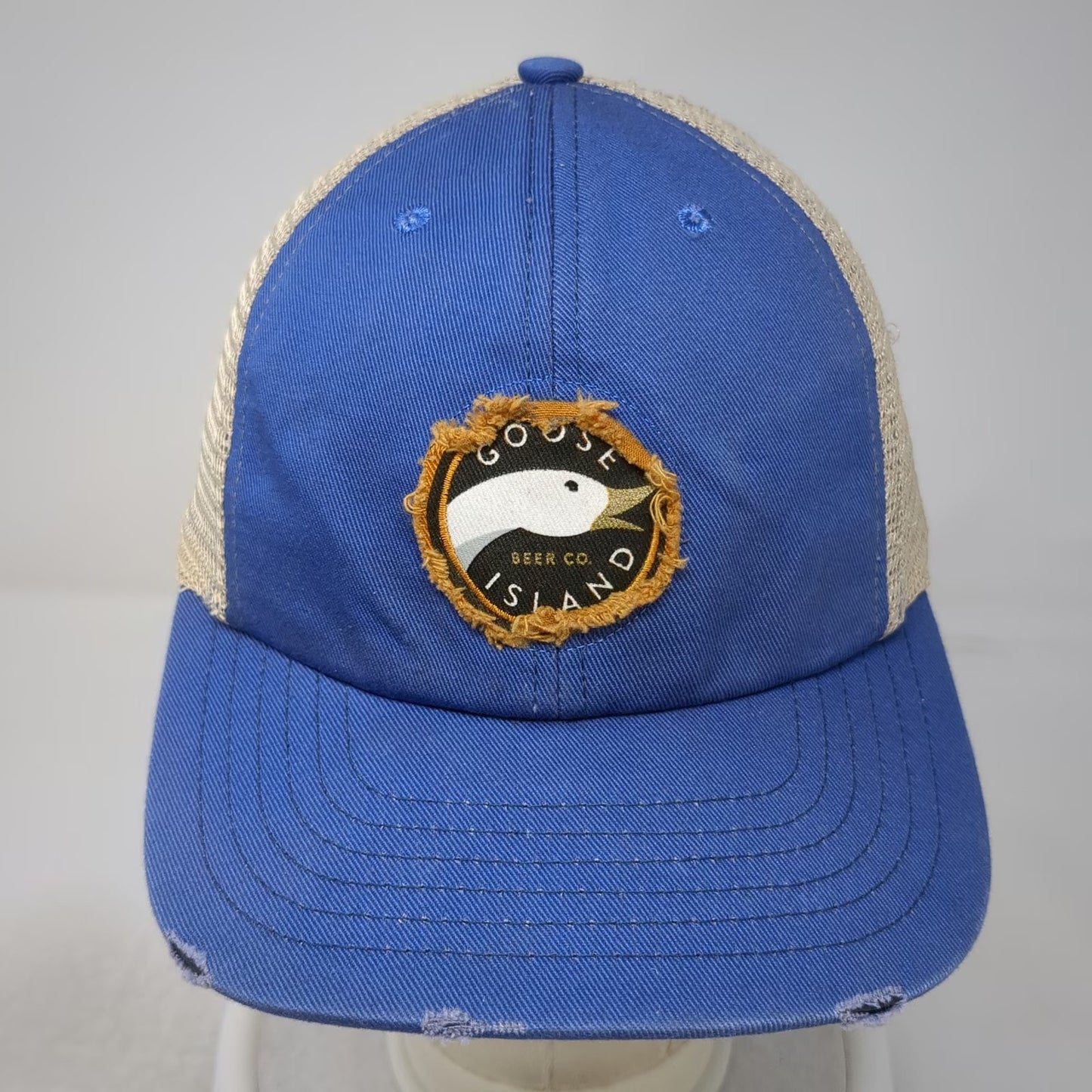 Goose Island Beer Co Trucker Hat Blue One Size Distressed Mesh Snapback USA