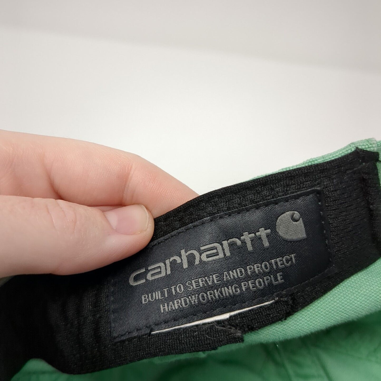 Carhartt Strapback Hat Green One Size Adjustable Leather Patch 6 Panel