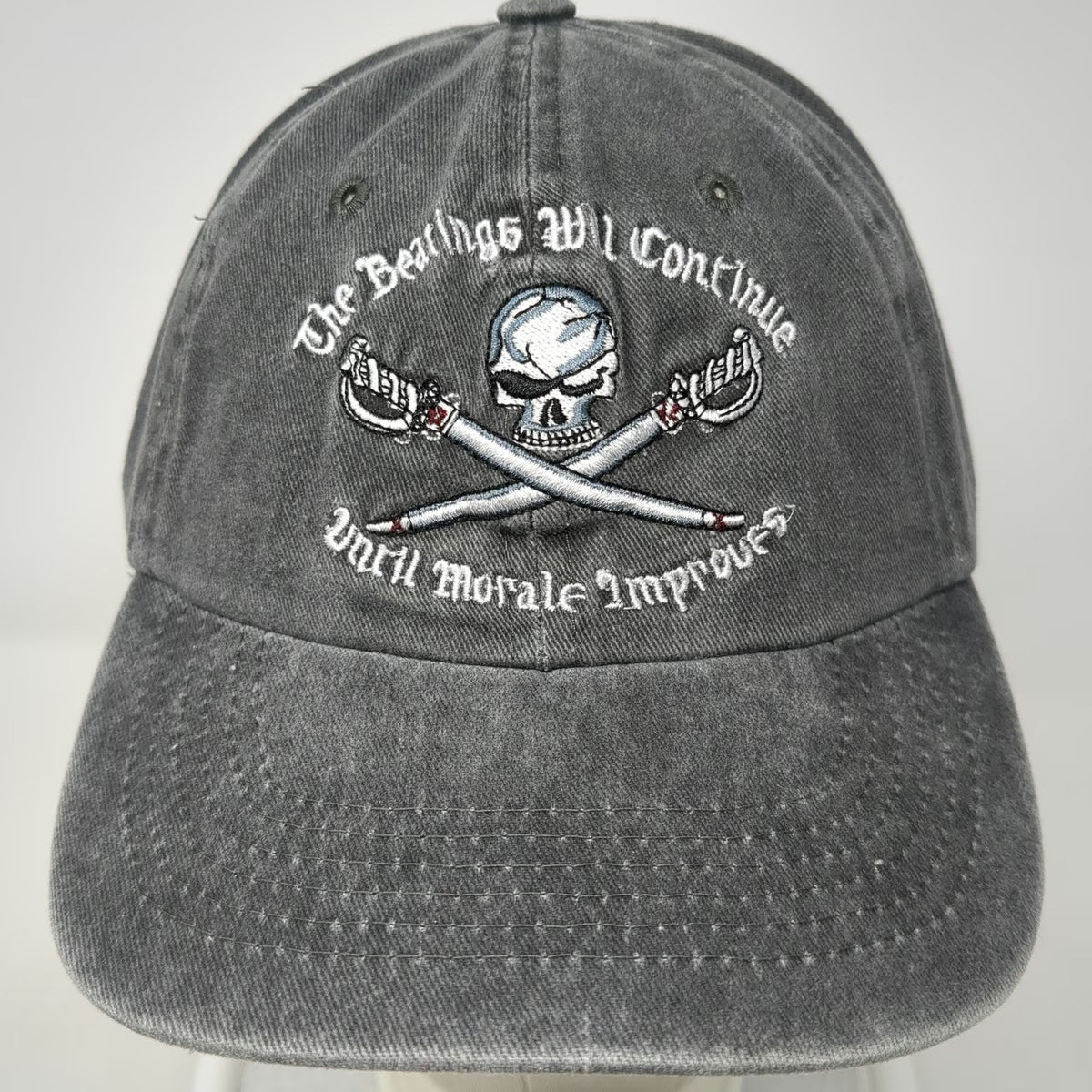 Joe Blow Baseball Cap Gray White One Size Skull Swords Morale Embroidery Hat