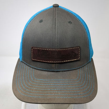 Richardson Trucker Hat Gray Blue One Size Mike's Archery Leather Patch Mesh