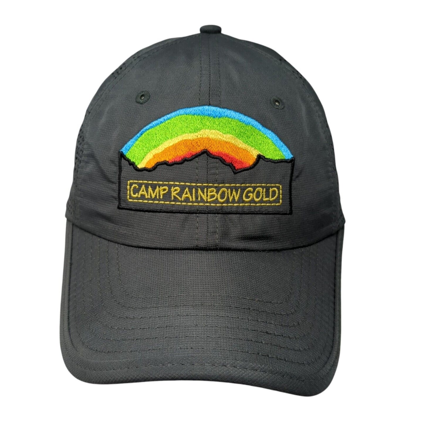 Camp Rainbow Gold Strapback Hat Gray One Size Perforated Sportsman