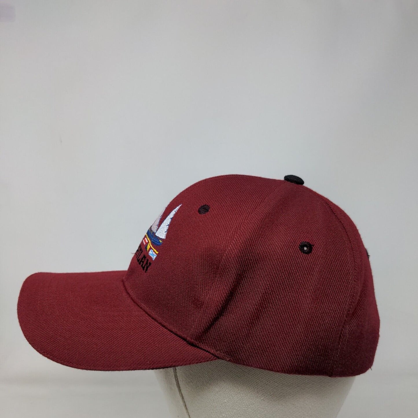 Mazatlan Sailboat Strapback Hat Red One Size Embroidered 6 Panel