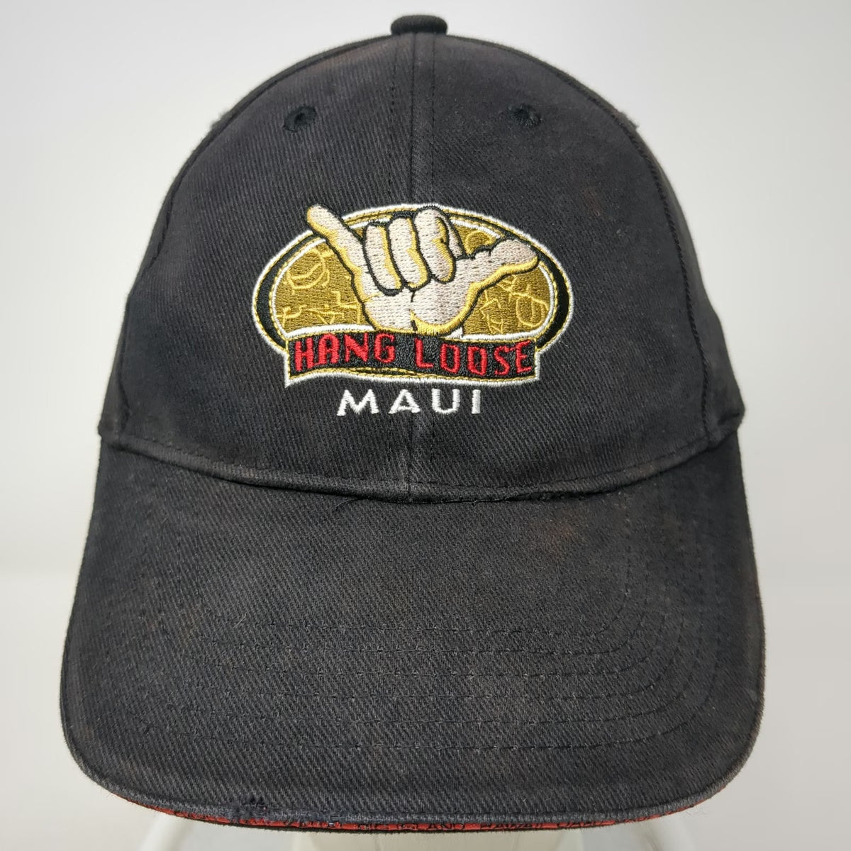 Hawaiian Headwear Baseball Cap Black OS Maui Hang Loose Shaka Sandwich Brim Hat