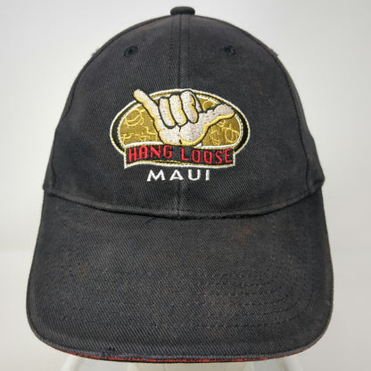 Hawaiian Headwear Baseball Cap Black OS Maui Hang Loose Shaka Sandwich Brim Hat