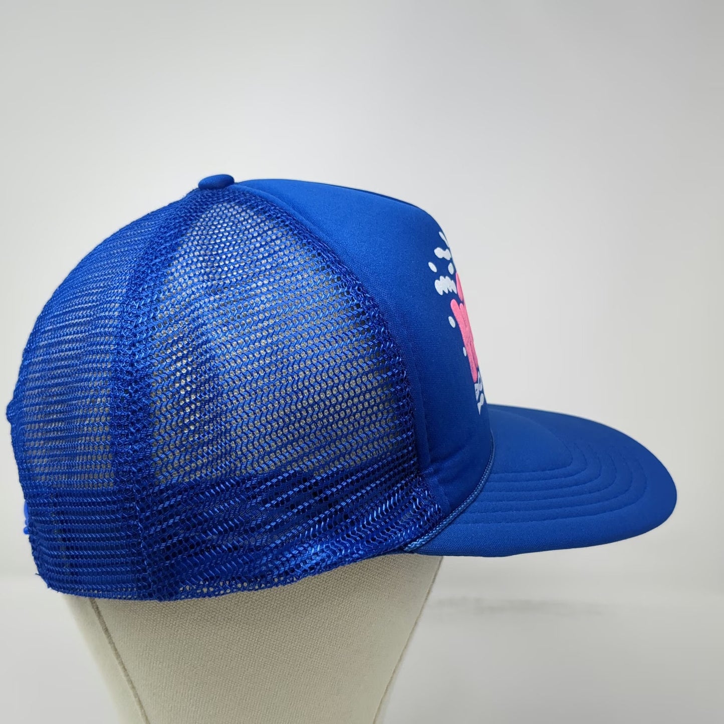 Hawaiian Headwear Blue OS Trucker Hat Pink Hawaii Graphic Mesh Snapback Rope