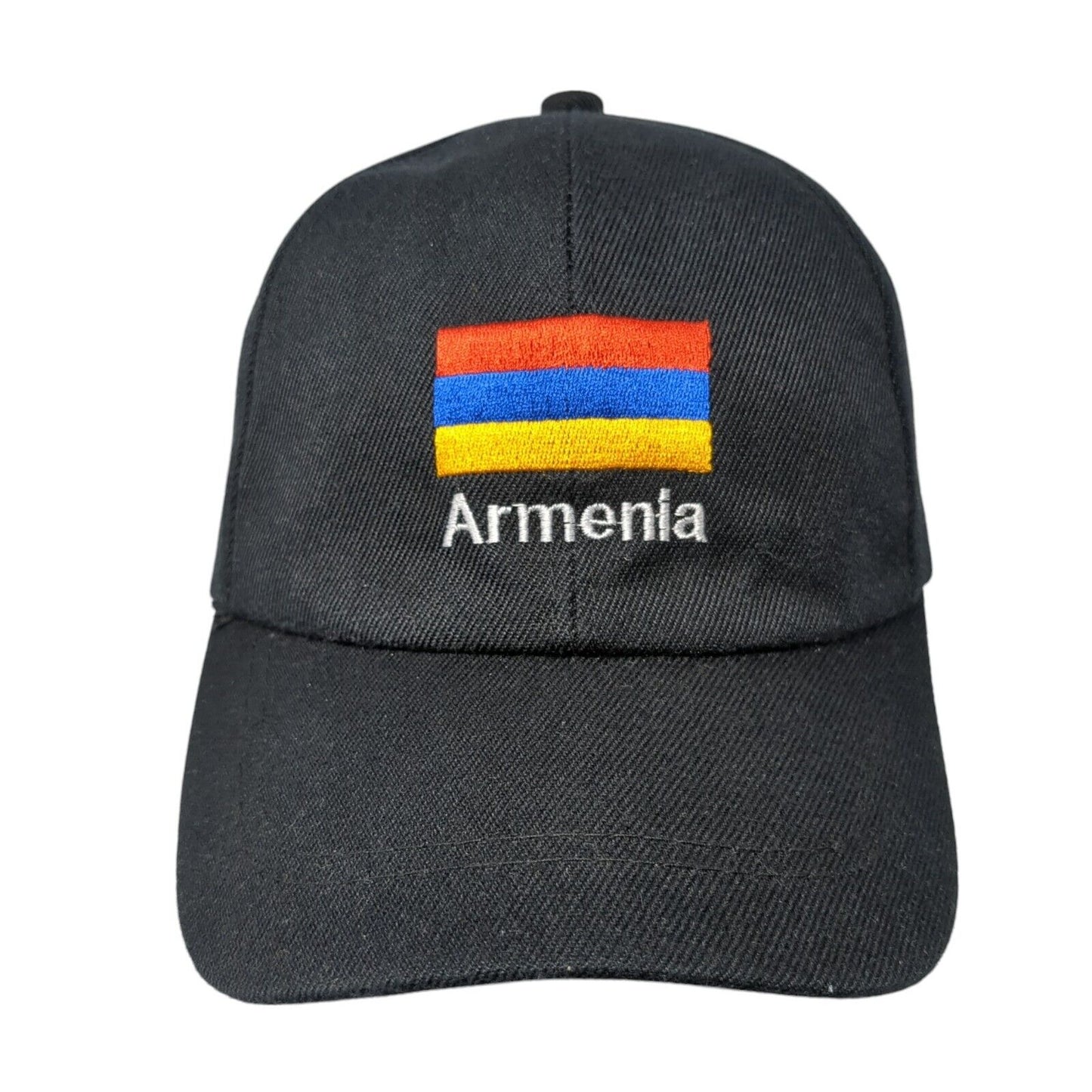 Armenia Strapback Hat Black One Size Adjustable Embroidered Patriotic 6 Panel