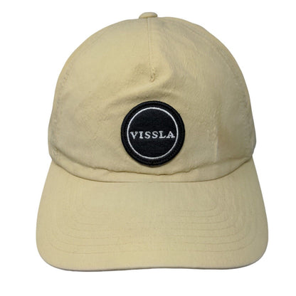 VISSLA Slideback Hat Tan One Size Adjustable Embroidered Vented Holes 6 Panel