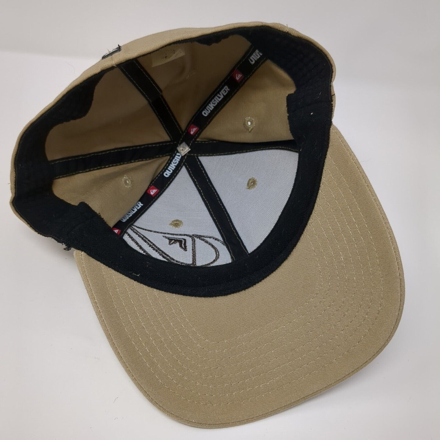 Quiksilver Fitted Hat Tan One Size Lightweight Embroidered Vented Holes 6 Panel