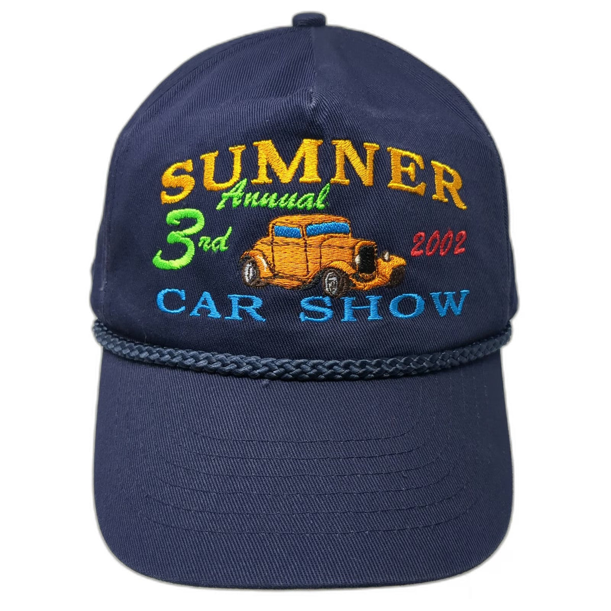 KC 5 Panel Blue One Size Sumner Car Show 2002 Rope Snapback Hot Rod Hat Vintage