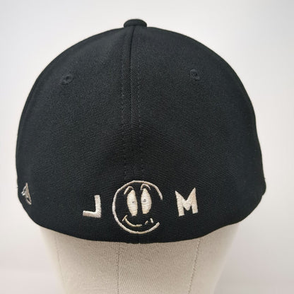 Pacific Headwear Baseball Cap Black XL Fitted Performance Hat Smiley Face JM