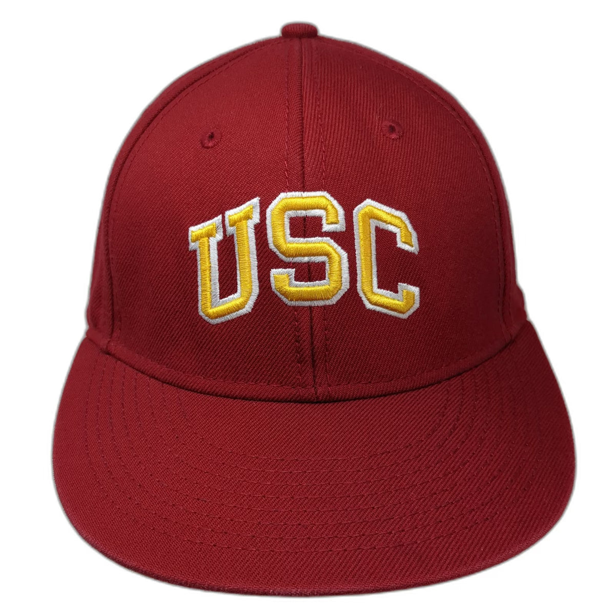 USC Trojans NCAA Red Hat Cap 7 3/8 Fitted Gray Undervisor Helmet Logo Embroidery