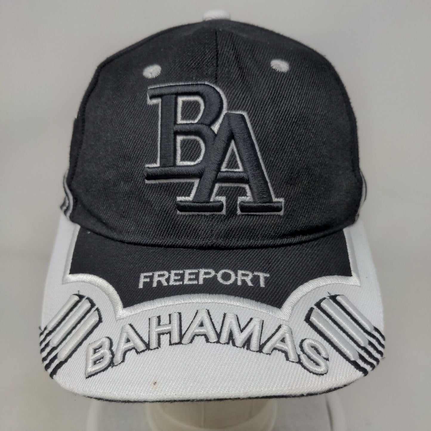 Freeport Bahamas Strapback Hat Black Embroidered Logo Adjustable