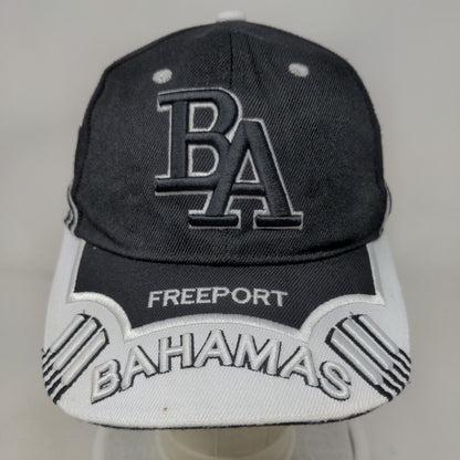 Freeport Bahamas Strapback Hat Black Embroidered Logo Adjustable