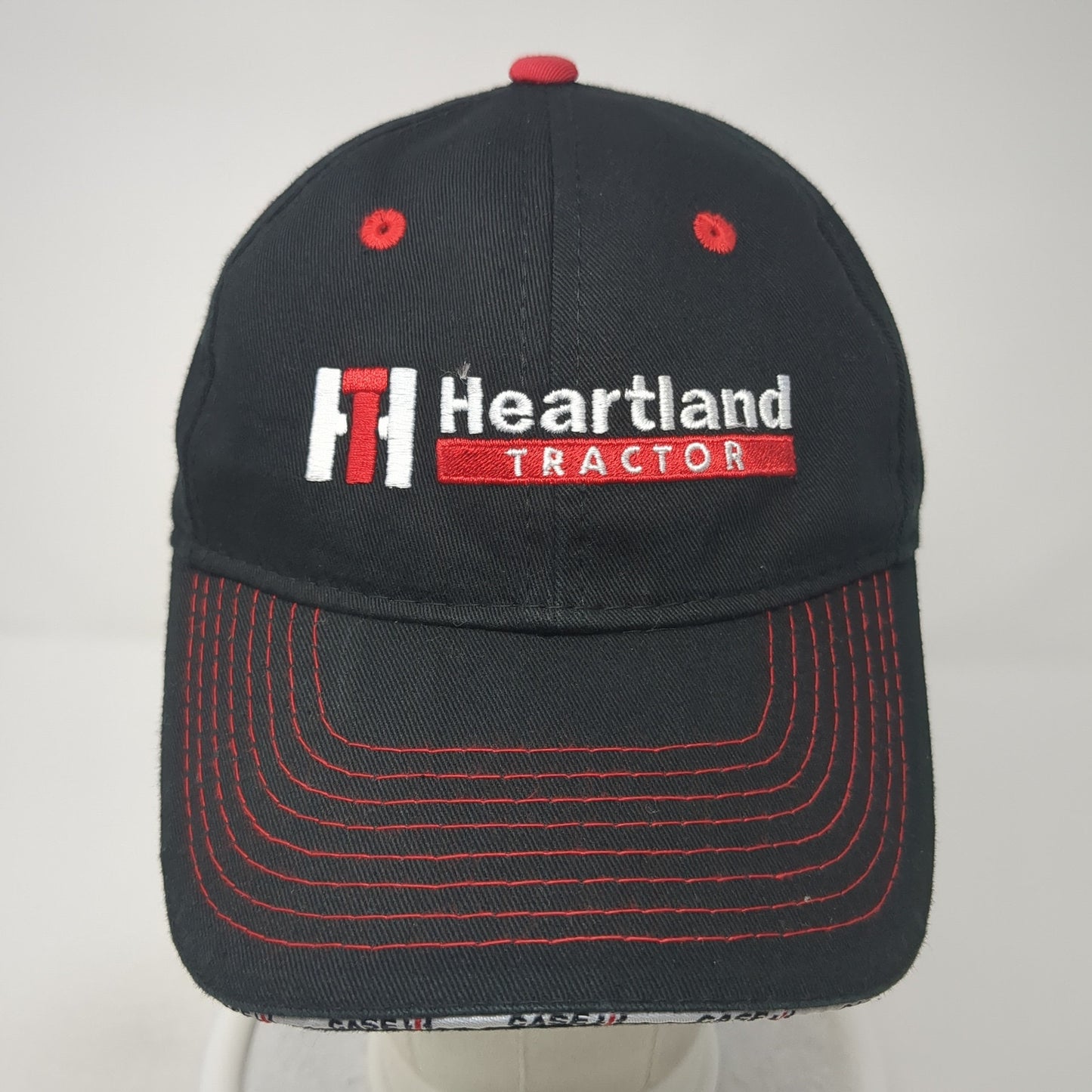 Heartland Tractor Strapback Hat Black One Size Adjustable Embroidered