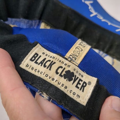Black Clover Baseball Cap Blue M Stretch Fit Logo Live Lucky Performance Hat