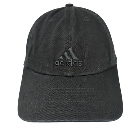 Adidas Slideback Hat Black One Size Adjustable 3 Stripes Logo Embroidered