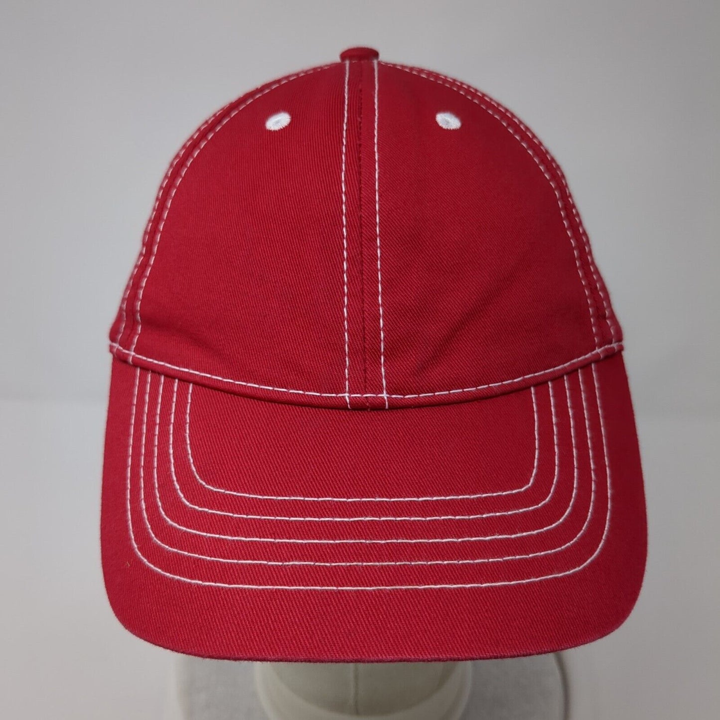 Unbranded Strapback Hat Red One Size Adjustable Vented Holes 6 Panel Blank
