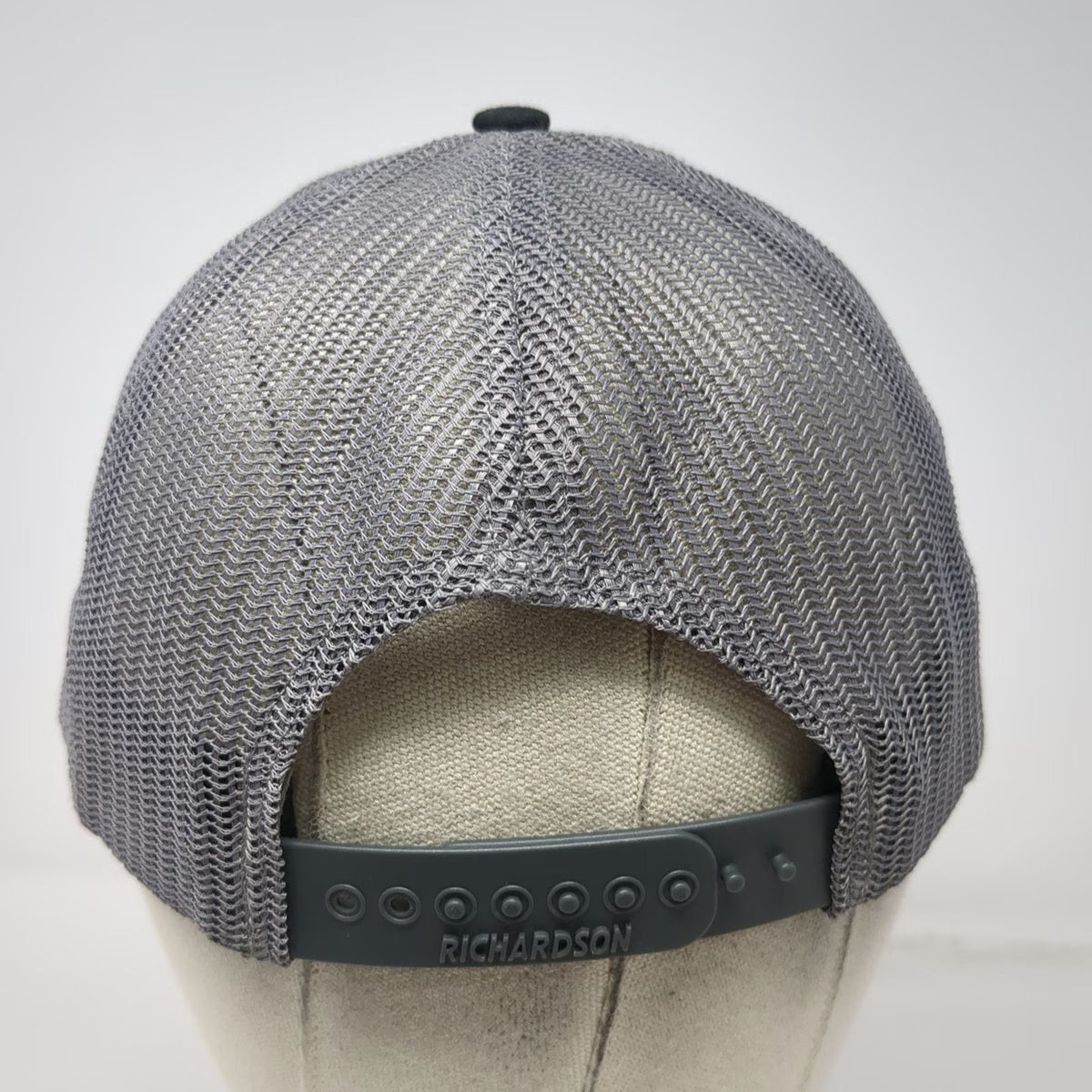 Richardson Trucker Hat Black Gray One Size Snapback Mesh Logo Custom Truck