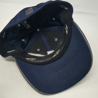 Alpinestars Baseball Cap Blue M Embroidered Logo Flex Fit A-Flex Piping Hat