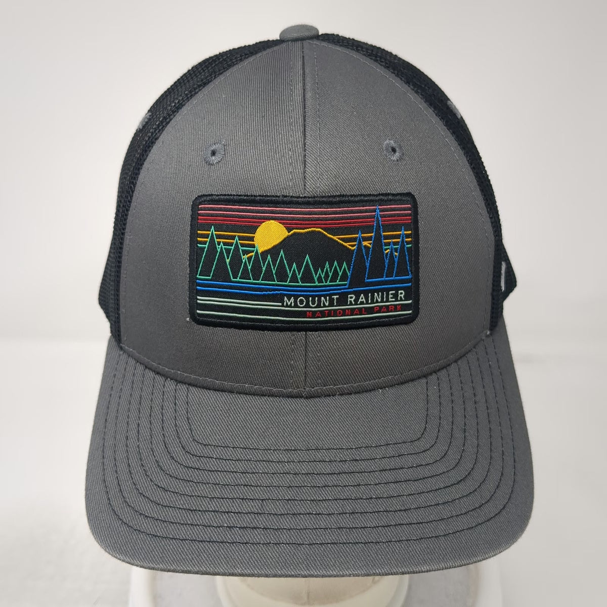 Zephyr Trucker Hat Gray One Size Mount Rainier National Park Patch Mesh Snapback