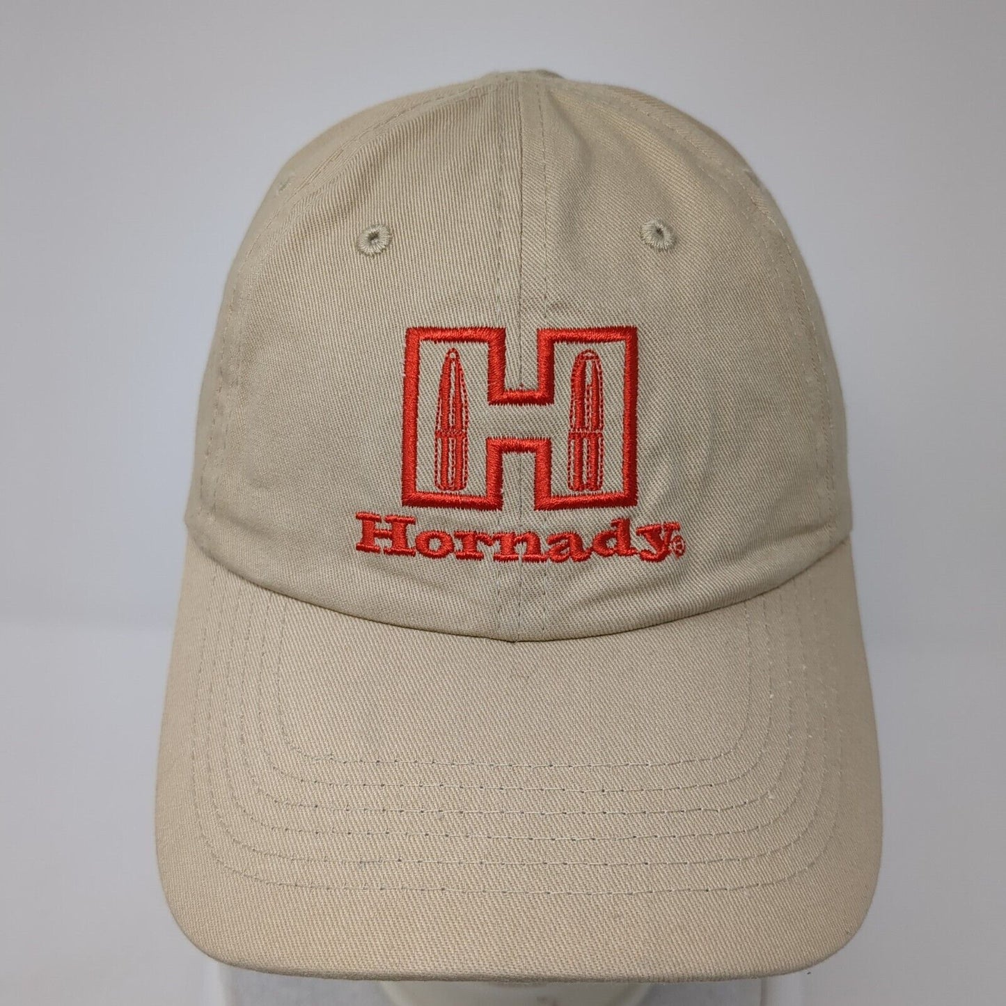Hornady Strapback Hat Tan One Size Adjustable Embroidered 6 Panel Cotton