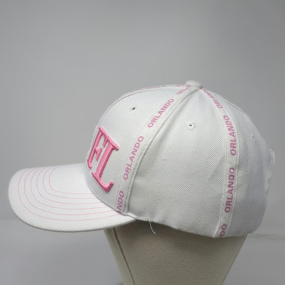 Classic Orlando FL Baseball Cap White One Size Pink Embroidery Strapback Hat
