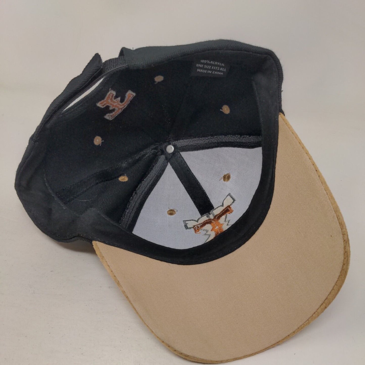 Embroidered TX Texas Strapback Hat Black Tan OSFA Adjustable Acrylic