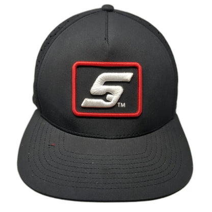 Snap-on Trucker Hat Black One Size Red Undervisor Perforated Panels Snapback