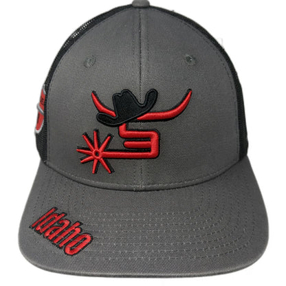Spin'Em Trucker Hat Gray One Size Gem State Stampede Idaho Rodeo Mesh Back