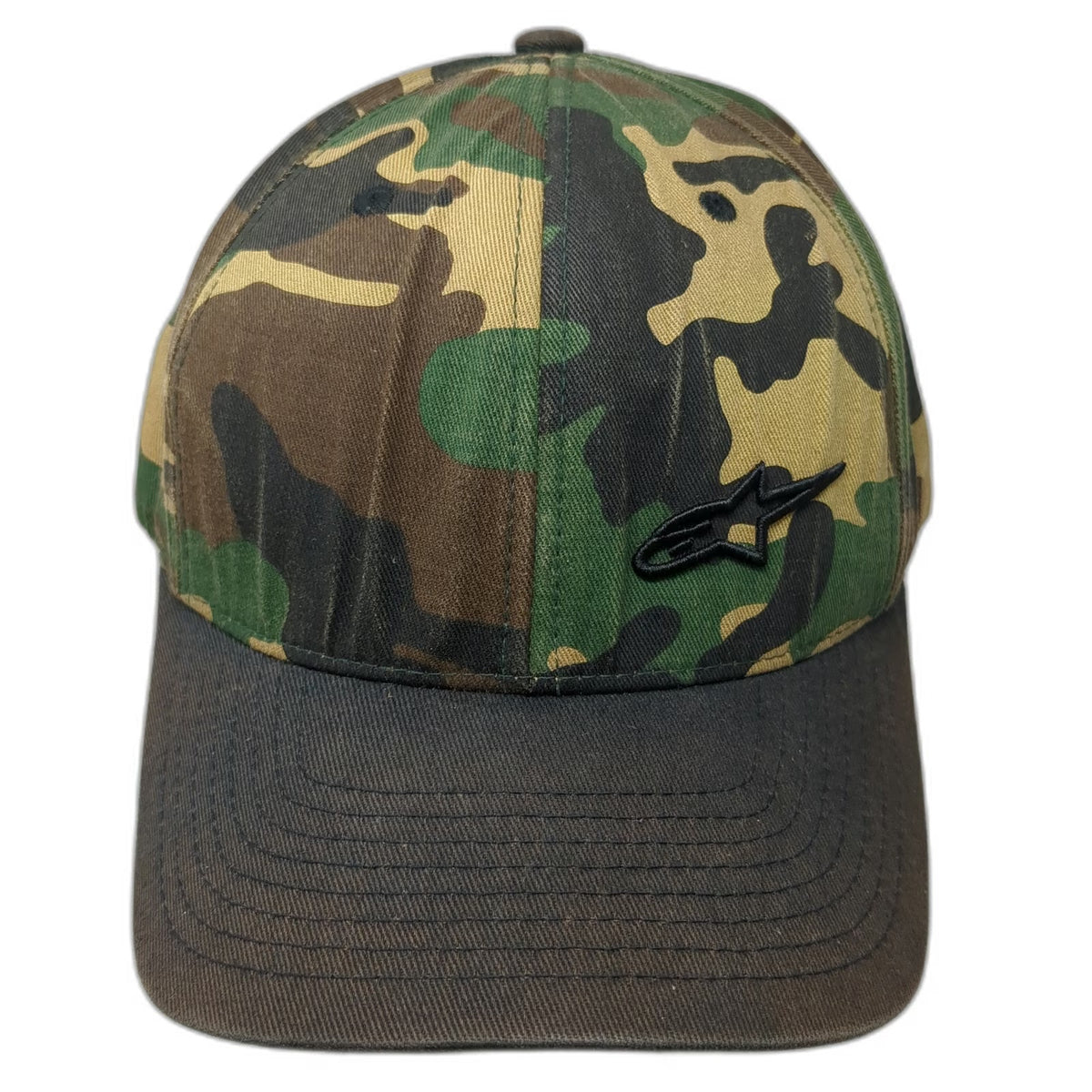 Alpinestars Baseball Cap Green Woodland Camo XL Flexfit Embroidered Logo Hat