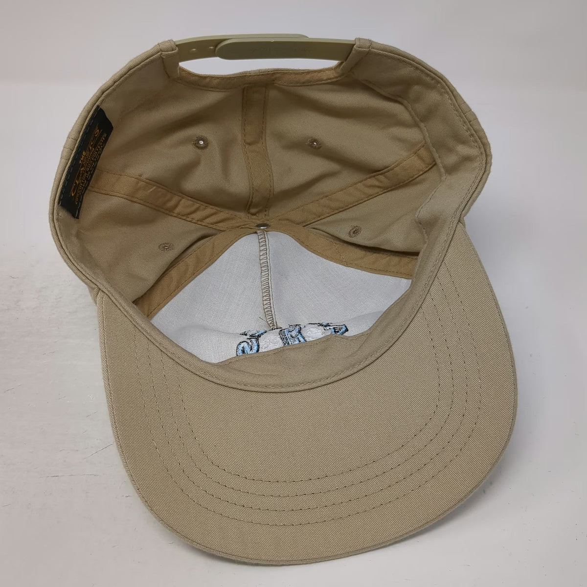 Yupoong 5 Panel Beige One Size Antics Keeping & Pushing Snapback Hat Curved Brim