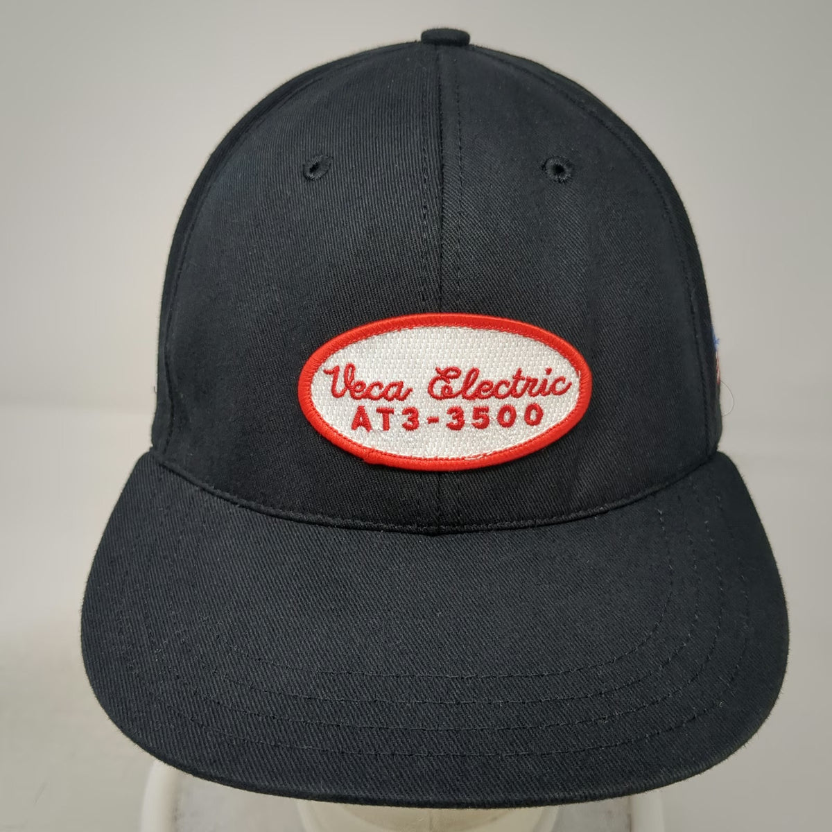 Unionwear Baseball Cap Black XL USA Made Veca Electric US Flag Logo Hat