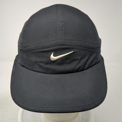 Nike Baseball Cap Black One Size Dri-FIT Featherlight Hat Swoosh Strapback Mesh