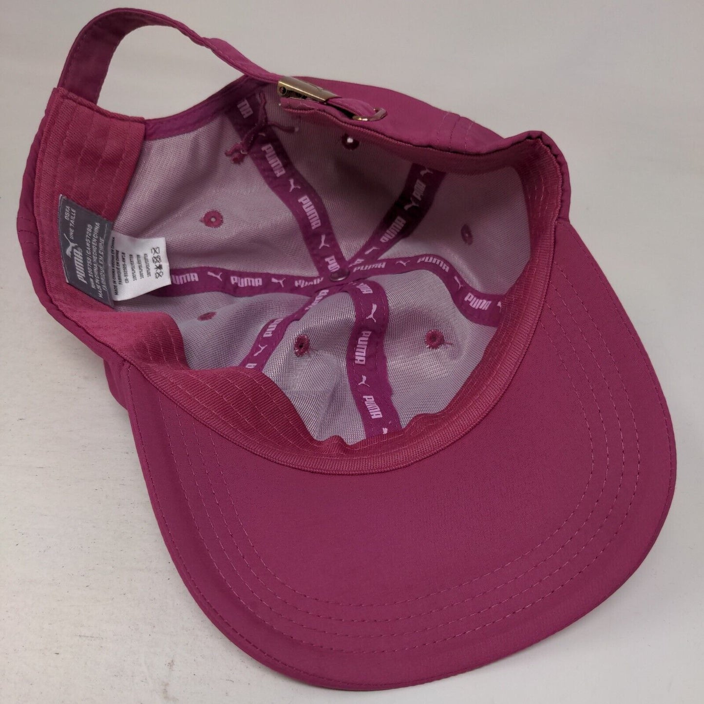 PUMA Gold Metal Cat Slideback Hat Pink OSFA Adjustable Solid 6 Panel