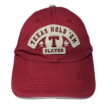 Texas Hold 'Em Player Strapback Hat Red Adult Embroidered Patch Adjustable