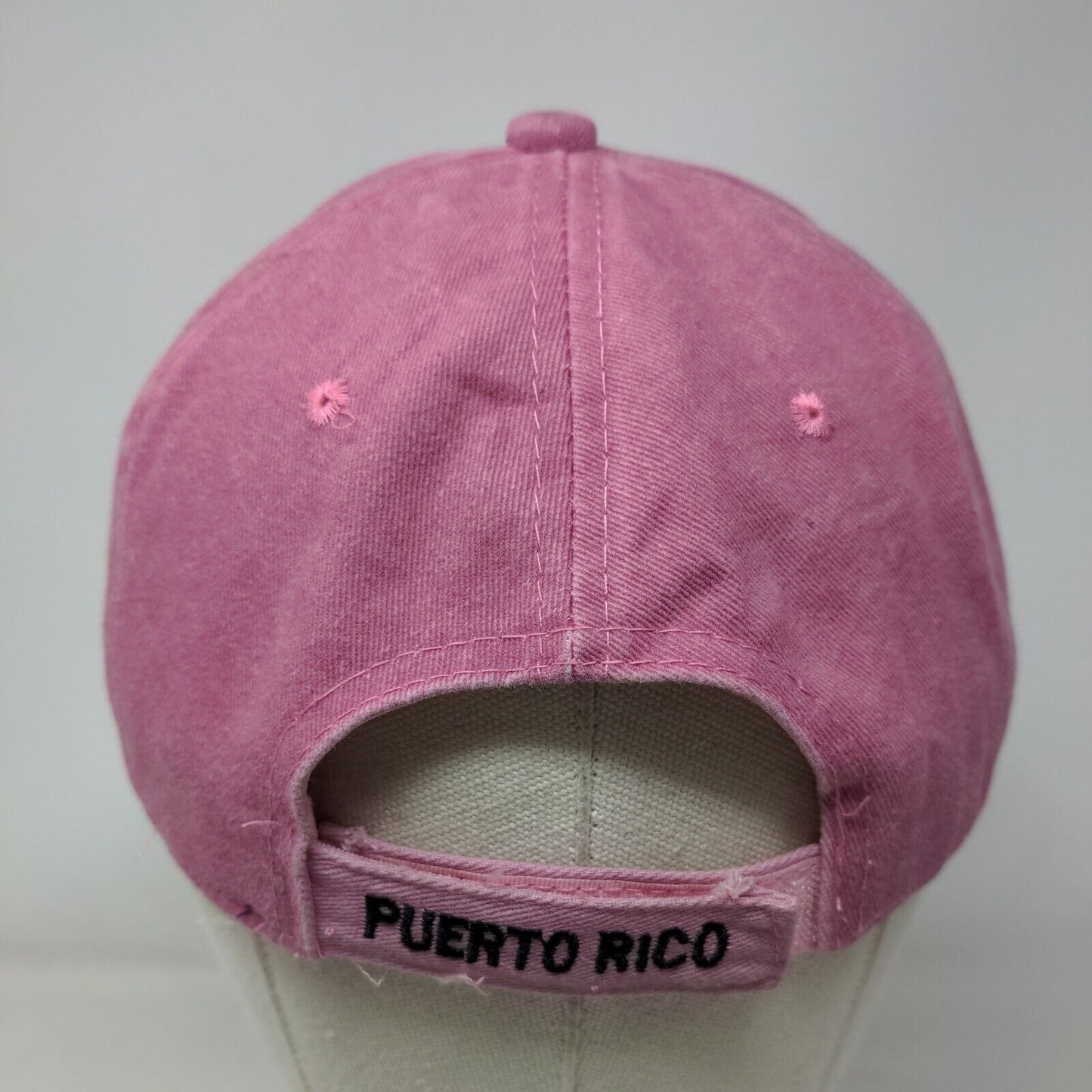 Puerto Rico Strapback Hat Pink One Size Embroidered Adjustable