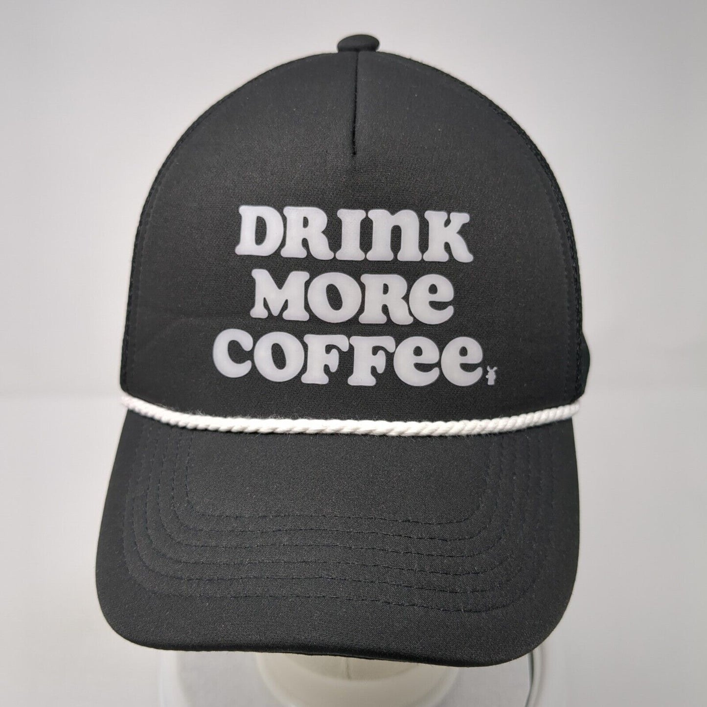 Drink More Coffee Snapback Rope Trucker Hat Black One Size Adjustable