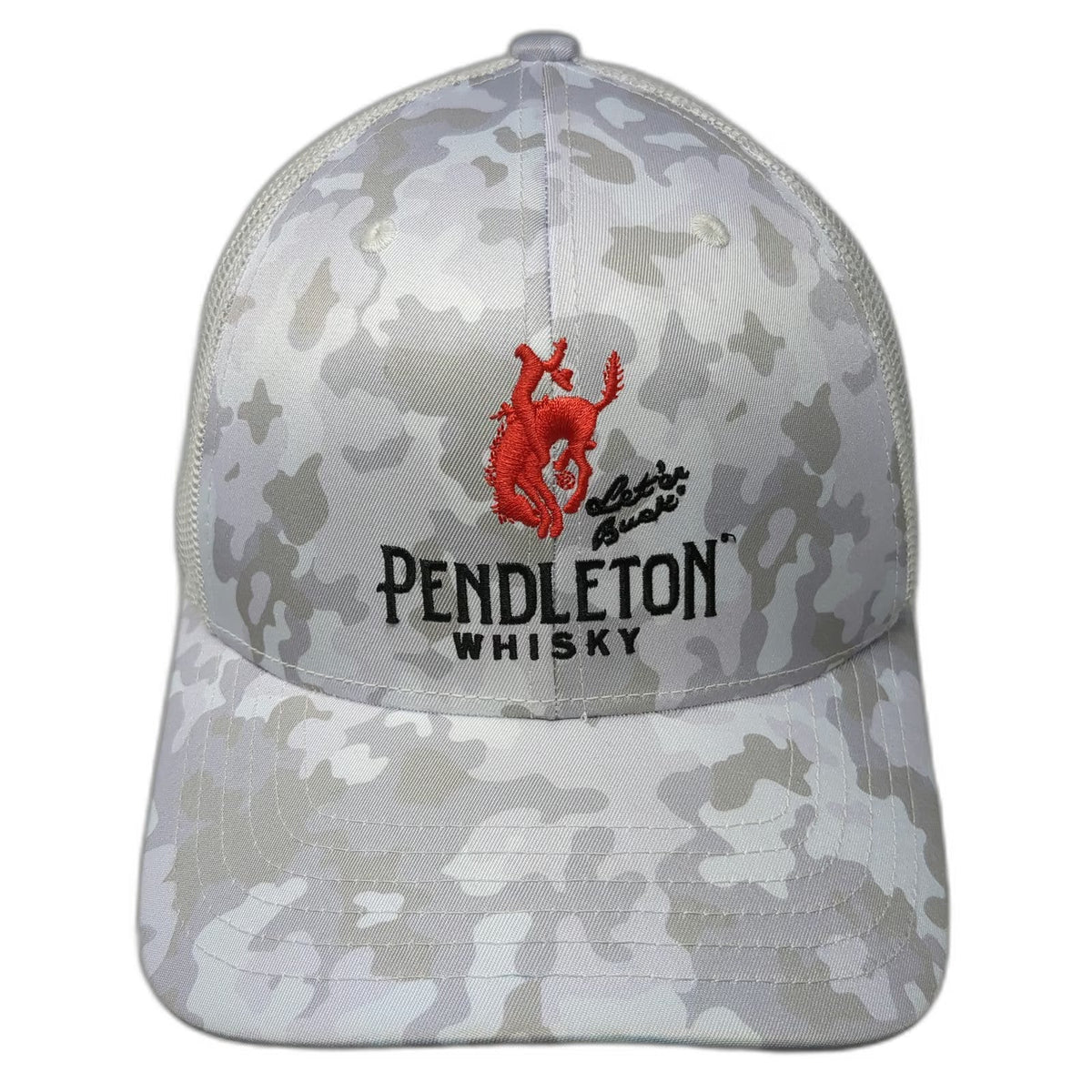 Pendleton Whisky Trucker Hat Gray Camo OSFM Mesh Back Snapback Bucking Bronco